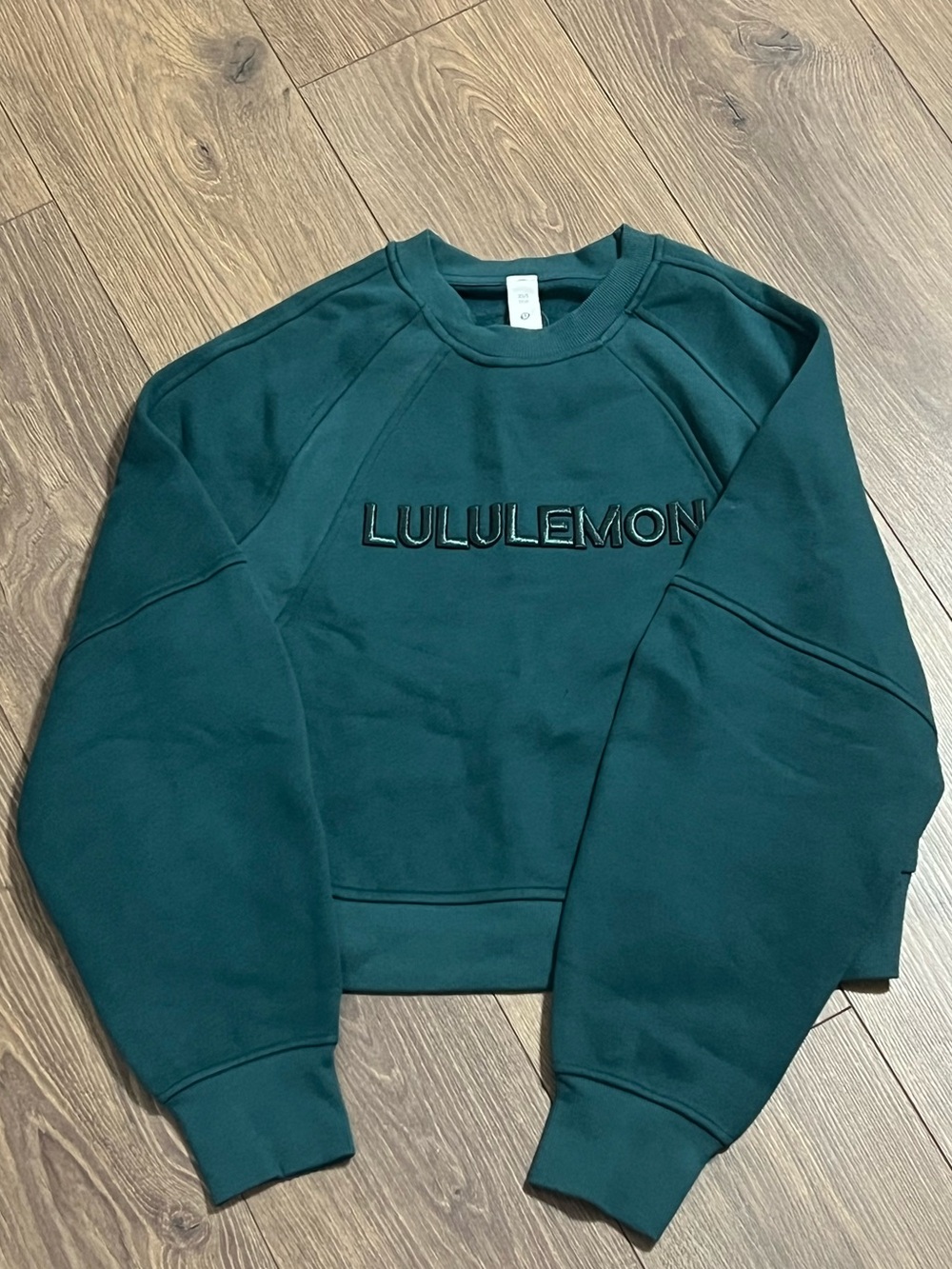 Lululemon Scuba Oversized Crewneck Pullover Graphic Wordmark Storm Teal - XS/S